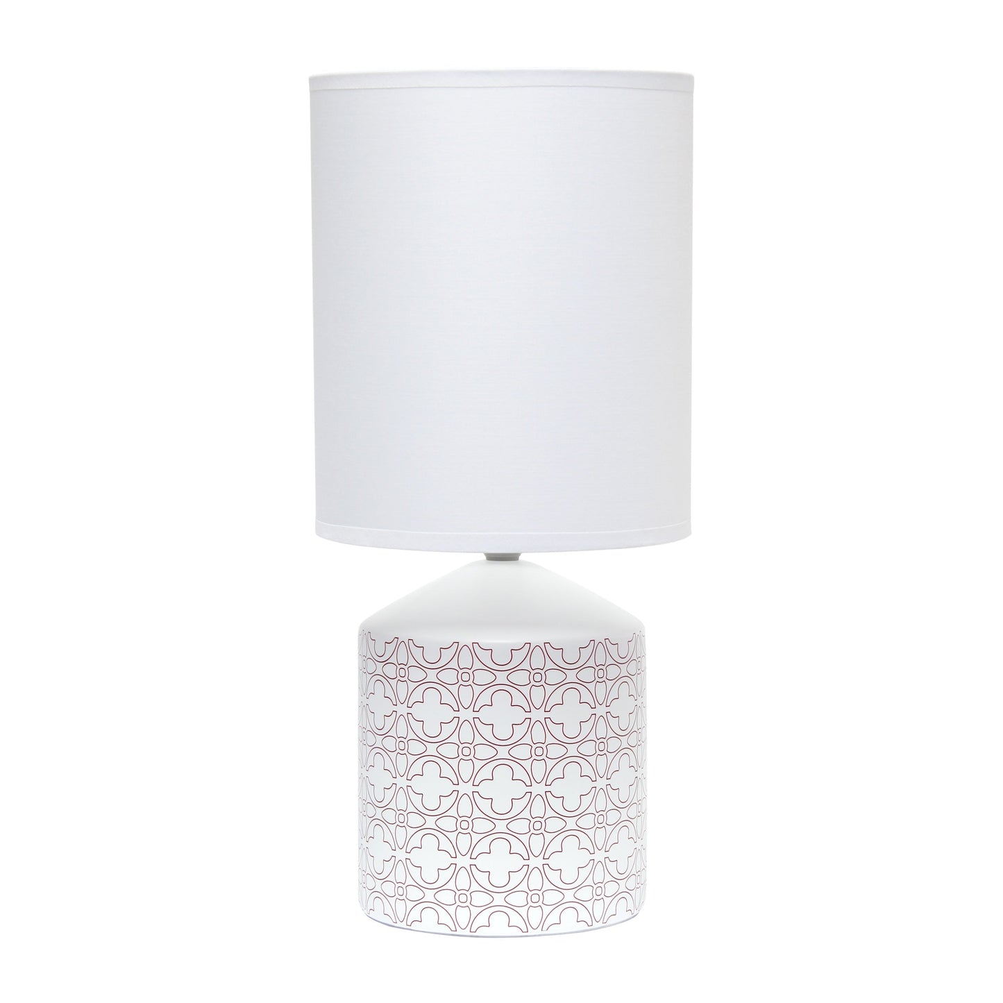 All The Rages Simple Designs White & Tan Flowers Prints Table Lamp