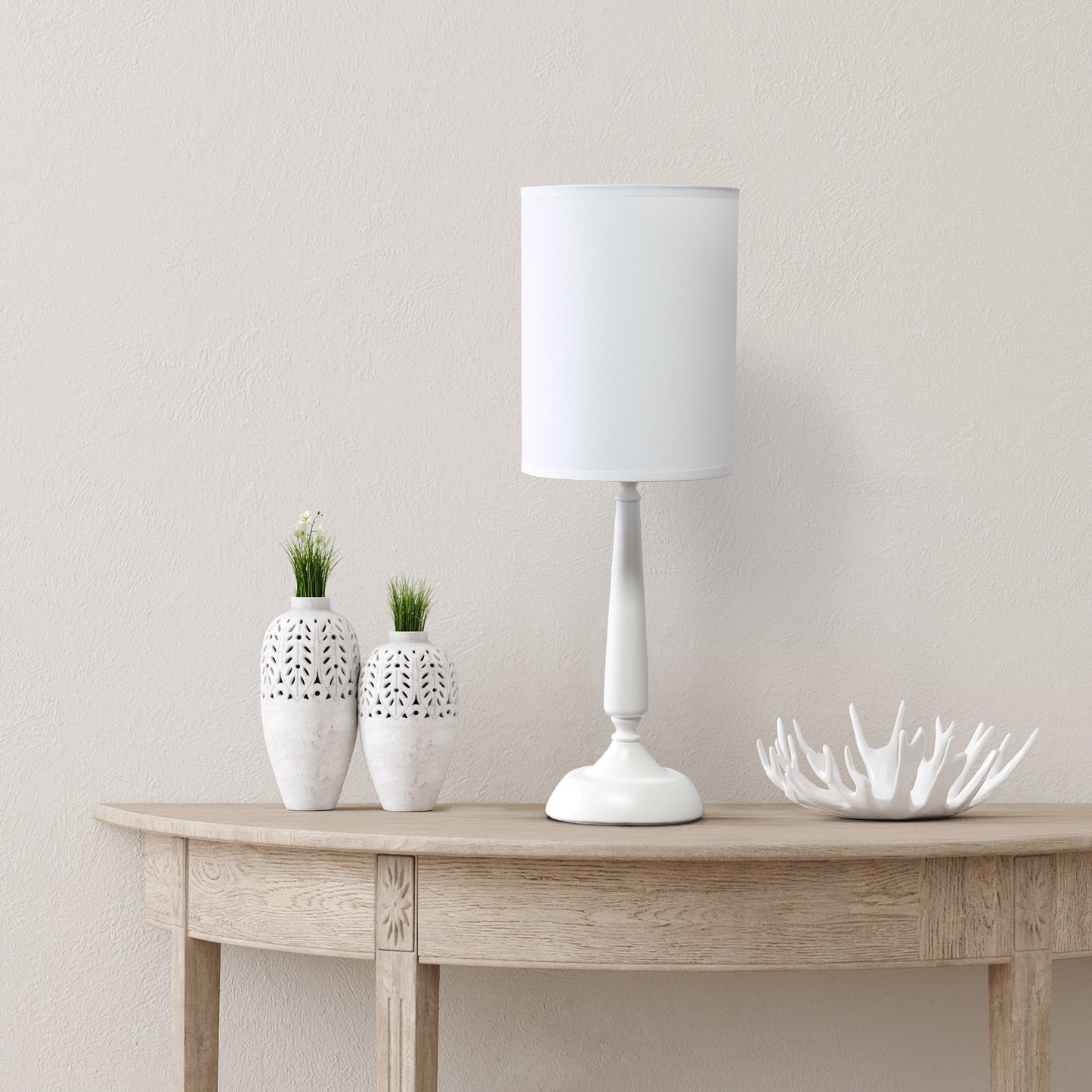 All The Rages Simple Designs White Traditional Candlestick Table Lamp