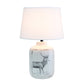 All The Rages Simple Designs White Wash Rustic Deer Buck Nature Printed Ceramic Farmhouse Accent Table Lamp With White Fabric Shade