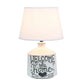 All The Rages Simple Designs White Welcome Home Rustic Ceramic Farmhouse Foyer Entryway Accent Table Lamp With White Fabric Shade
