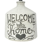 All The Rages Simple Designs White Welcome Home Rustic Ceramic Farmhouse Foyer Entryway Accent Table Lamp With White Fabric Shade