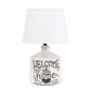 All The Rages Simple Designs White Welcome Home Rustic Ceramic Farmhouse Foyer Entryway Accent Table Lamp With White Fabric Shade