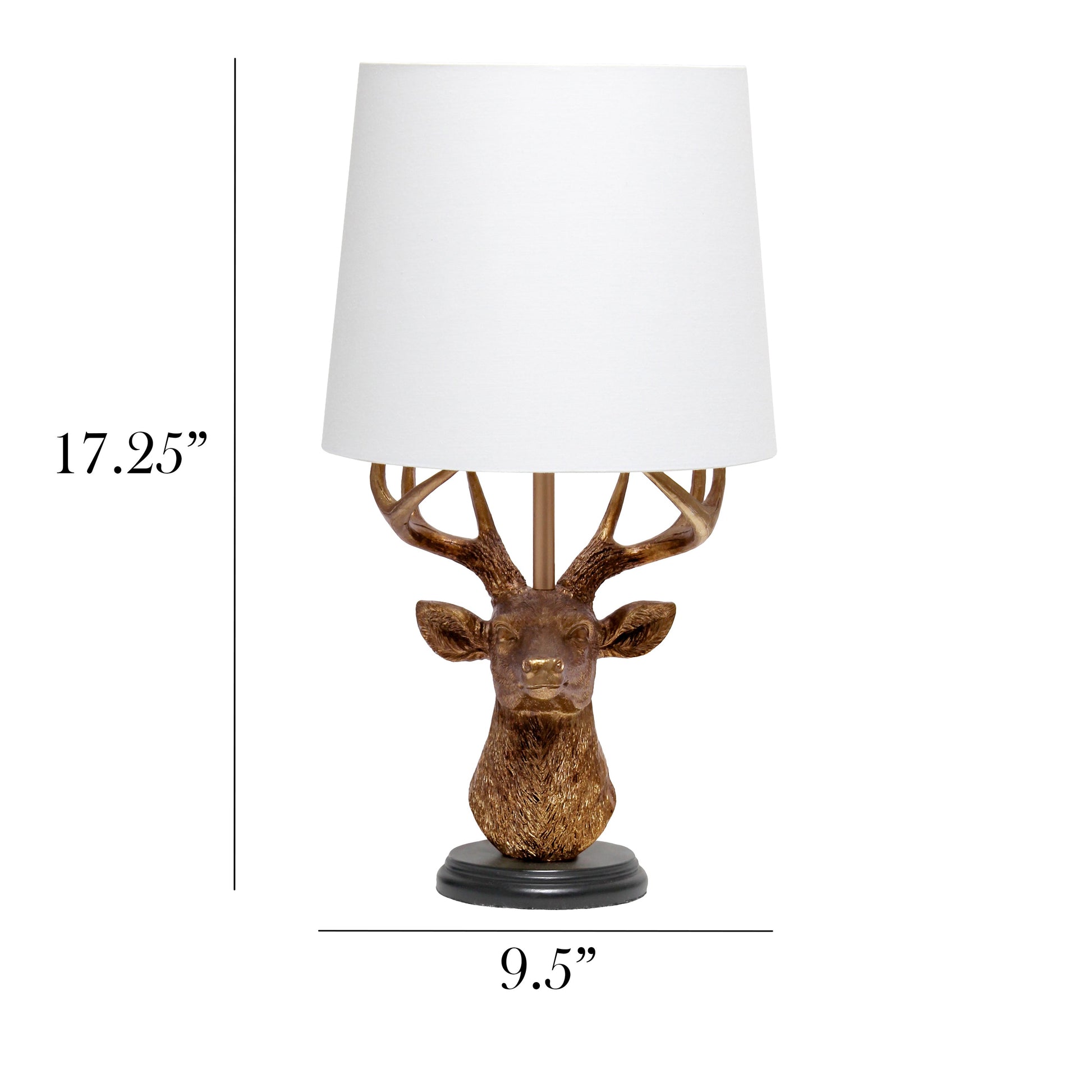 All The Rages Simple Designs Woodland 17" Tall Rustic Antler Copper Deer Table Lamp With Tapered White Fabric Shade