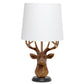 All The Rages Simple Designs Woodland 17" Tall Rustic Antler Copper Deer Table Lamp With Tapered White Fabric Shade