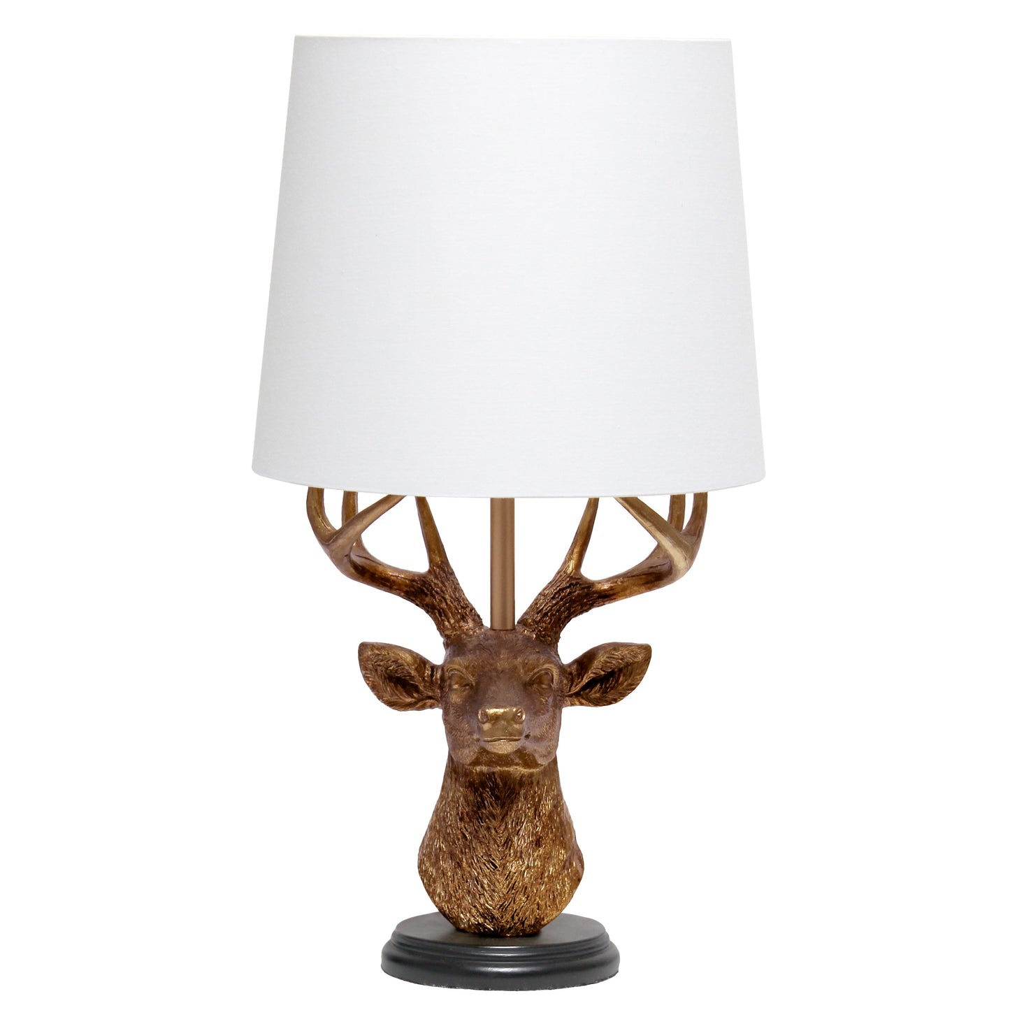 All The Rages Simple Designs Woodland 17" Tall Rustic Antler Copper Deer Table Lamp With Tapered White Fabric Shade