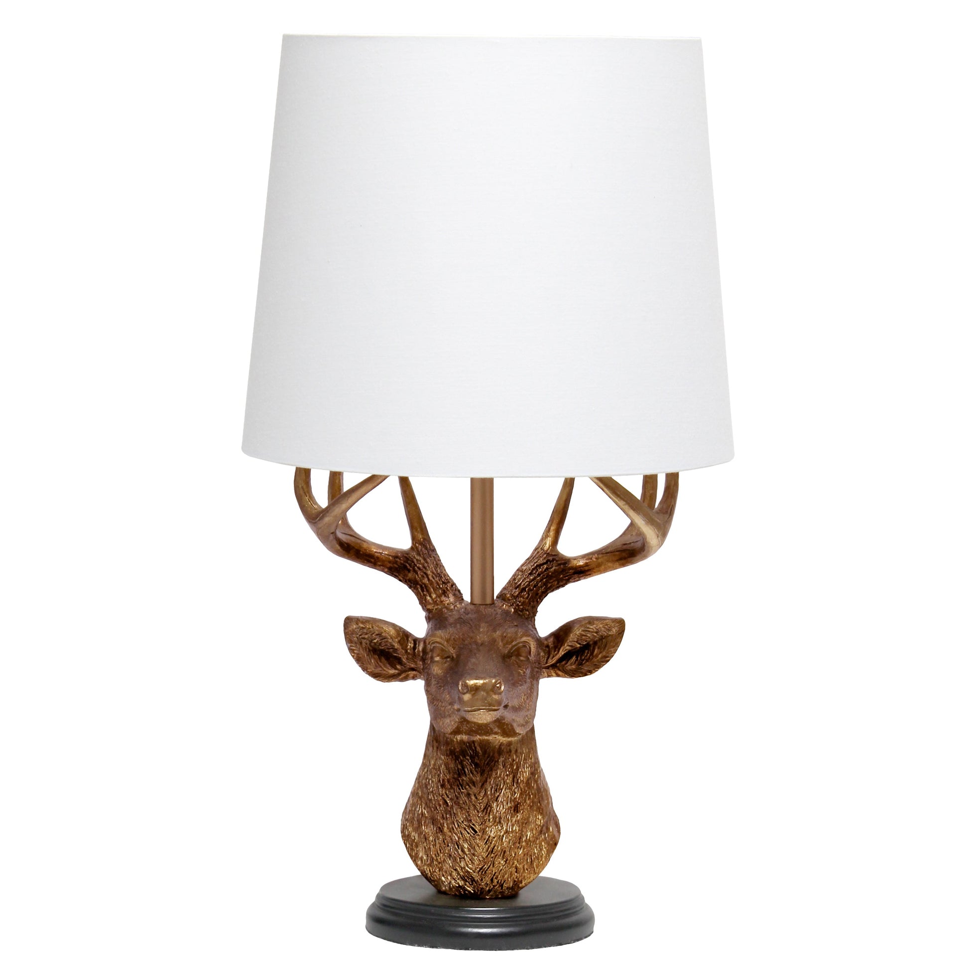 All The Rages Simple Designs Woodland 17" Tall Rustic Antler Copper Deer Table Lamp With Tapered White Fabric Shade