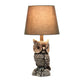 All The Rages Simple Designs Woodland 20" Polyresin Brown & White Night Owl Novelty Table Lamp With Green Tapered Drum Fabric Shade