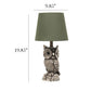 All The Rages Simple Designs Woodland 20" Polyresin Brown & White Night Owl Novelty Table Lamp With Green Tapered Drum Fabric Shade