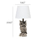 All The Rages Simple Designs Woodland 20" Polyresin Brown & White Night Owl Novelty Table Lamp With White Tapered Drum Fabric Shade