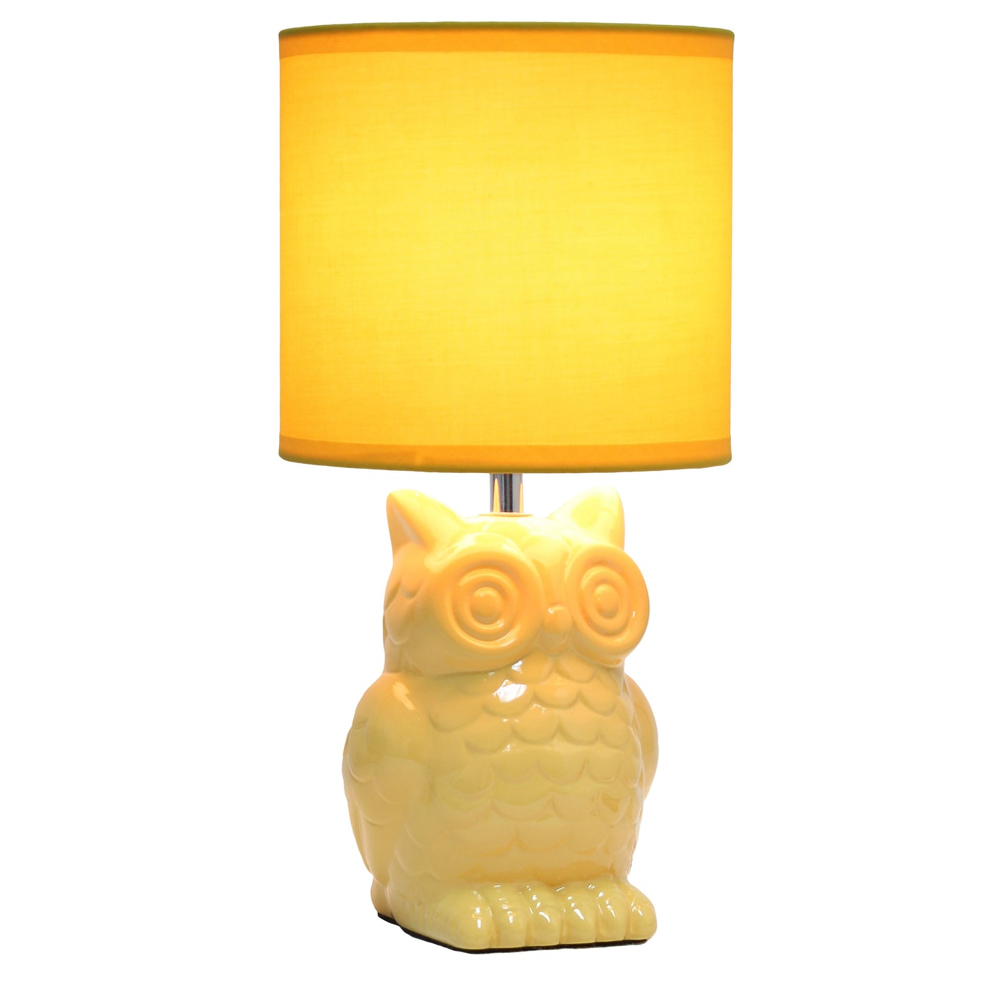 All The Rages Simple Designs Yellow 13" Ceramic Owl Table Lamp With Matching Fabric Shade