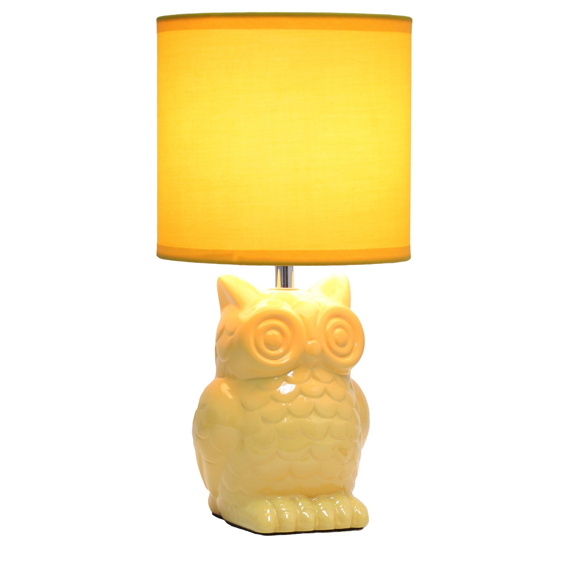 All The Rages Simple Designs Yellow 13" Ceramic Owl Table Lamp With Matching Fabric Shade