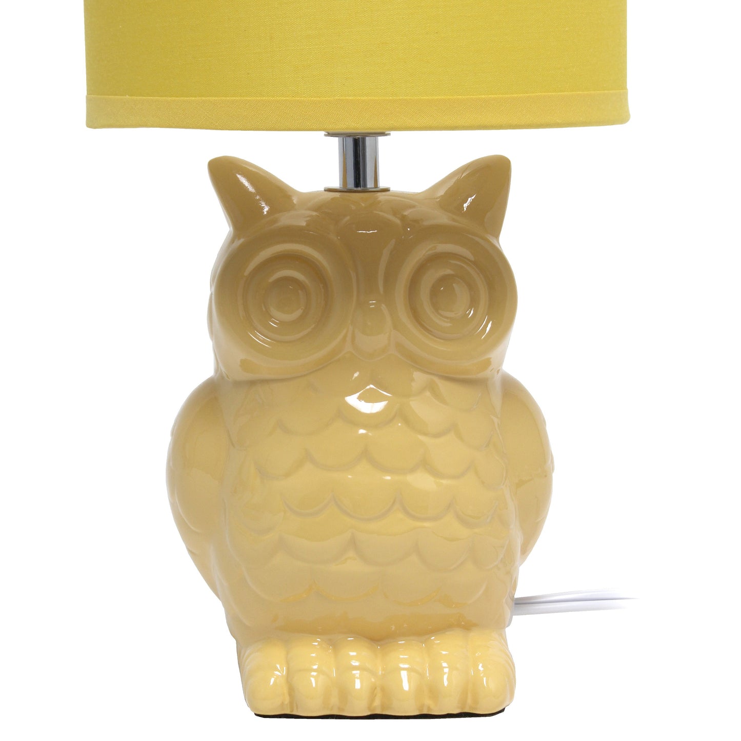 All The Rages Simple Designs Yellow 13" Ceramic Owl Table Lamp With Matching Fabric Shade