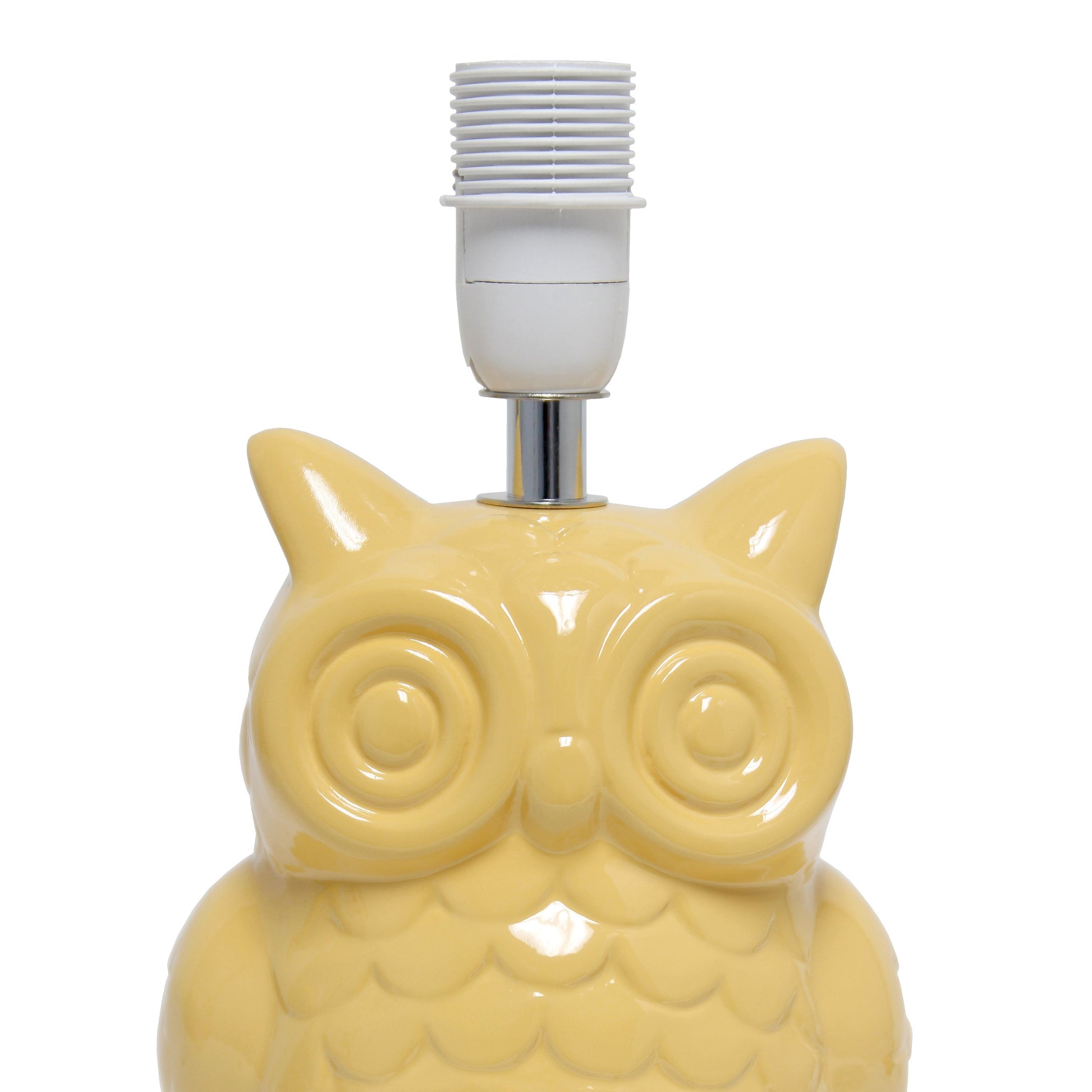 All The Rages Simple Designs Yellow 13" Ceramic Owl Table Lamp With Matching Fabric Shade