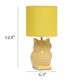 All The Rages Simple Designs Yellow 13" Ceramic Owl Table Lamp With Matching Fabric Shade