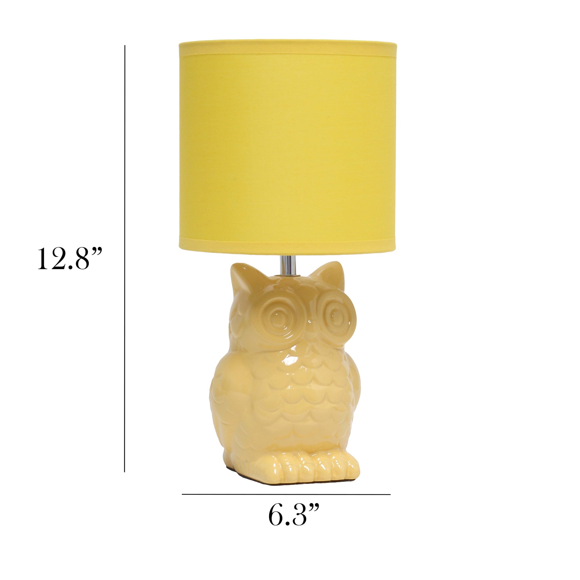 All The Rages Simple Designs Yellow 13" Ceramic Owl Table Lamp With Matching Fabric Shade