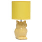 All The Rages Simple Designs Yellow 13" Ceramic Owl Table Lamp With Matching Fabric Shade