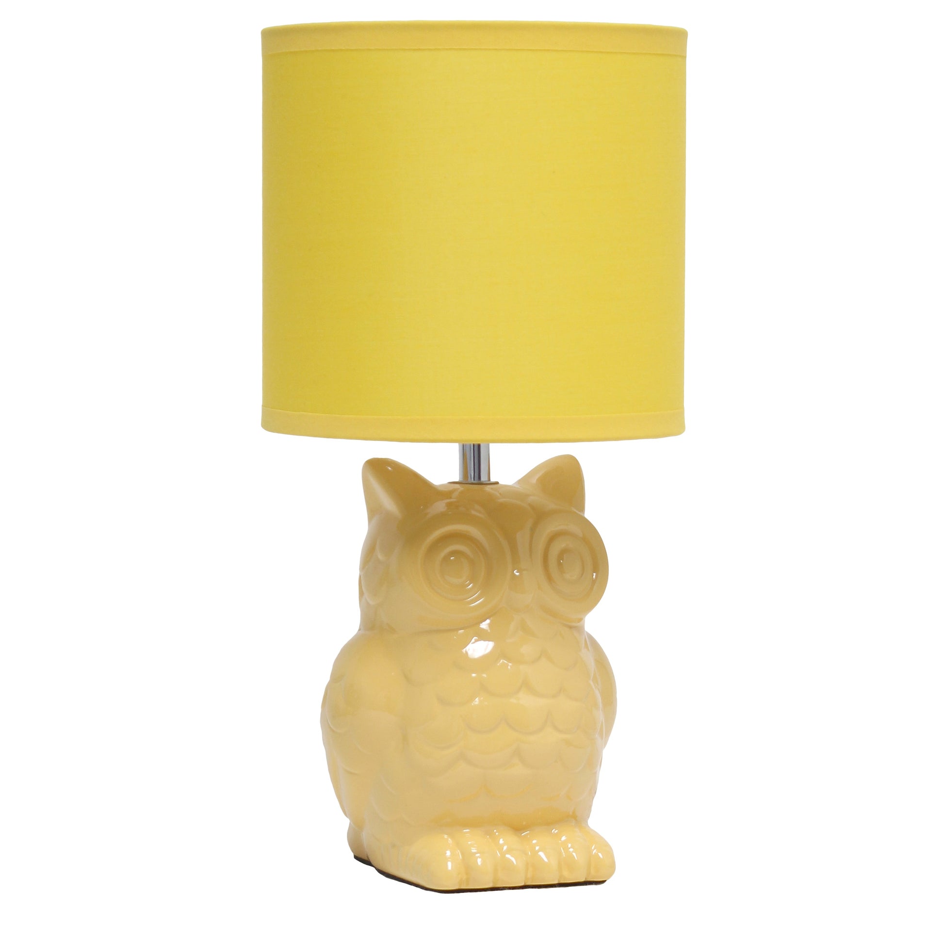 All The Rages Simple Designs Yellow 13" Ceramic Owl Table Lamp With Matching Fabric Shade