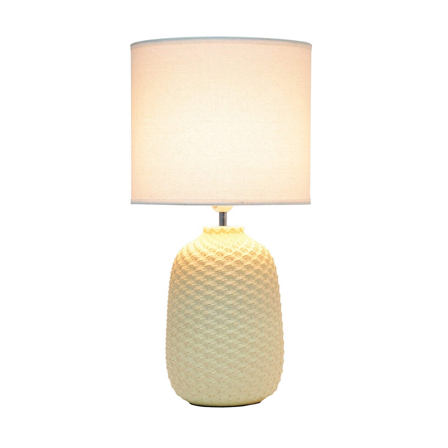 All The Rages Simple Designs Yellow 20" Ceramic Purled Texture Table Lamp With White Fabric Drum Shade