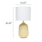 All The Rages Simple Designs Yellow 20" Ceramic Purled Texture Table Lamp With White Fabric Drum Shade