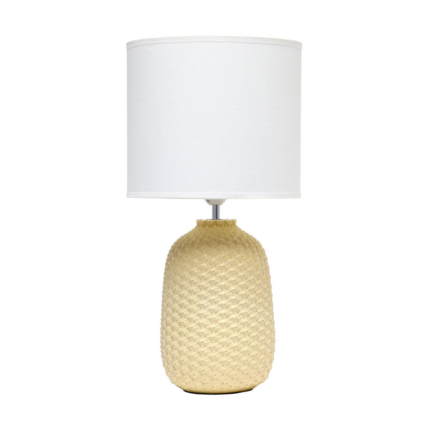 All The Rages Simple Designs Yellow 20" Ceramic Purled Texture Table Lamp With White Fabric Drum Shade