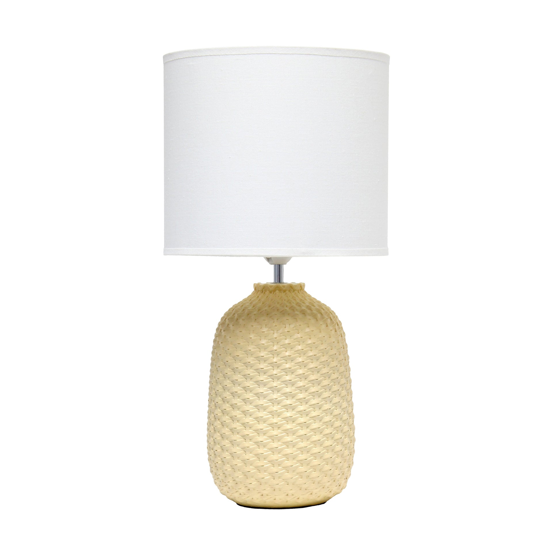 All The Rages Simple Designs Yellow 20" Ceramic Purled Texture Table Lamp With White Fabric Drum Shade