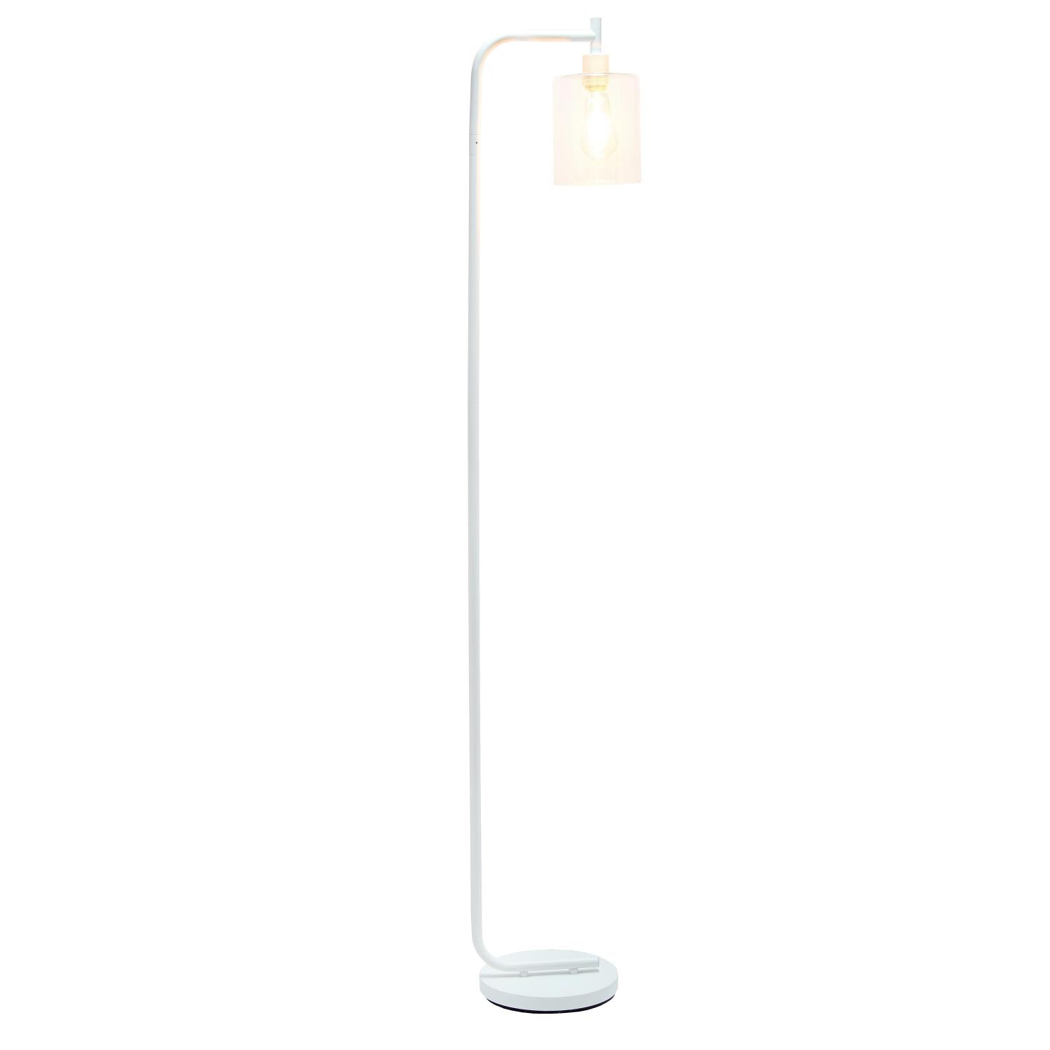 All The Rages White Modern Iron Lantern Floor Lamp With Glass Shade