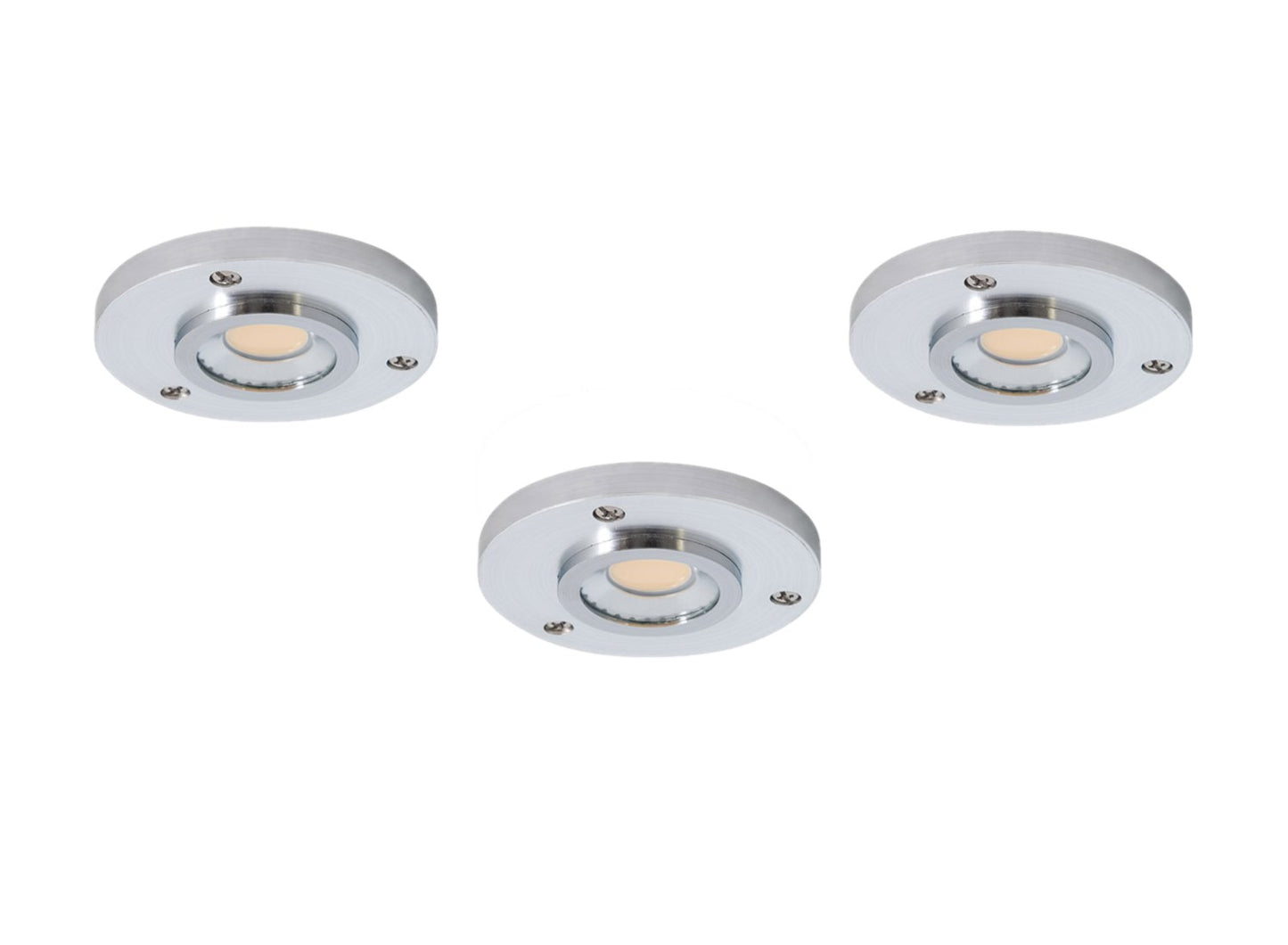 Amax Lighting 3-Light LED 12V Aluminum Engine Brushed Nickel Puck Light
