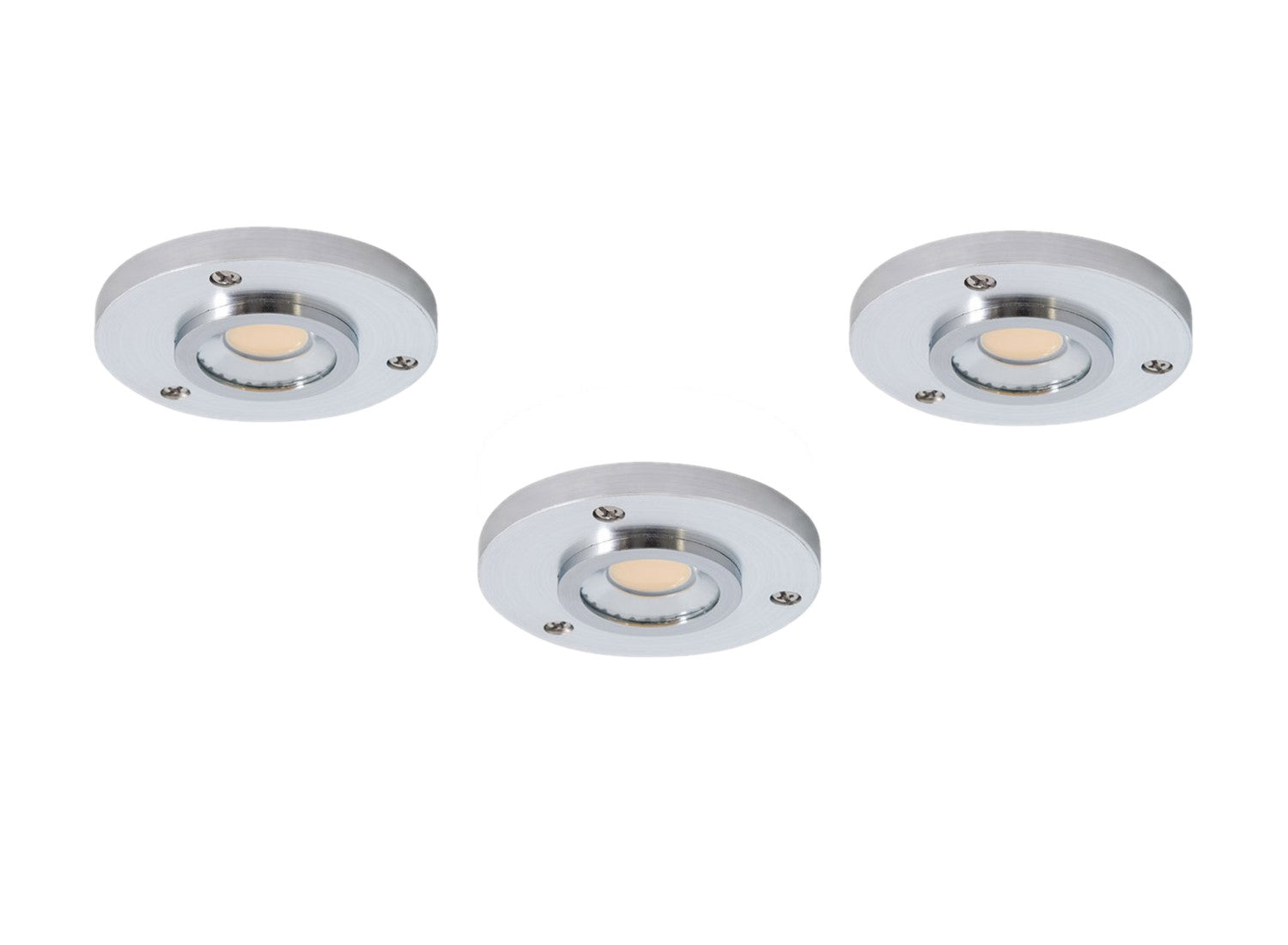 Amax Lighting 3-Light LED 12V Aluminum Engine Brushed Nickel Puck Light
