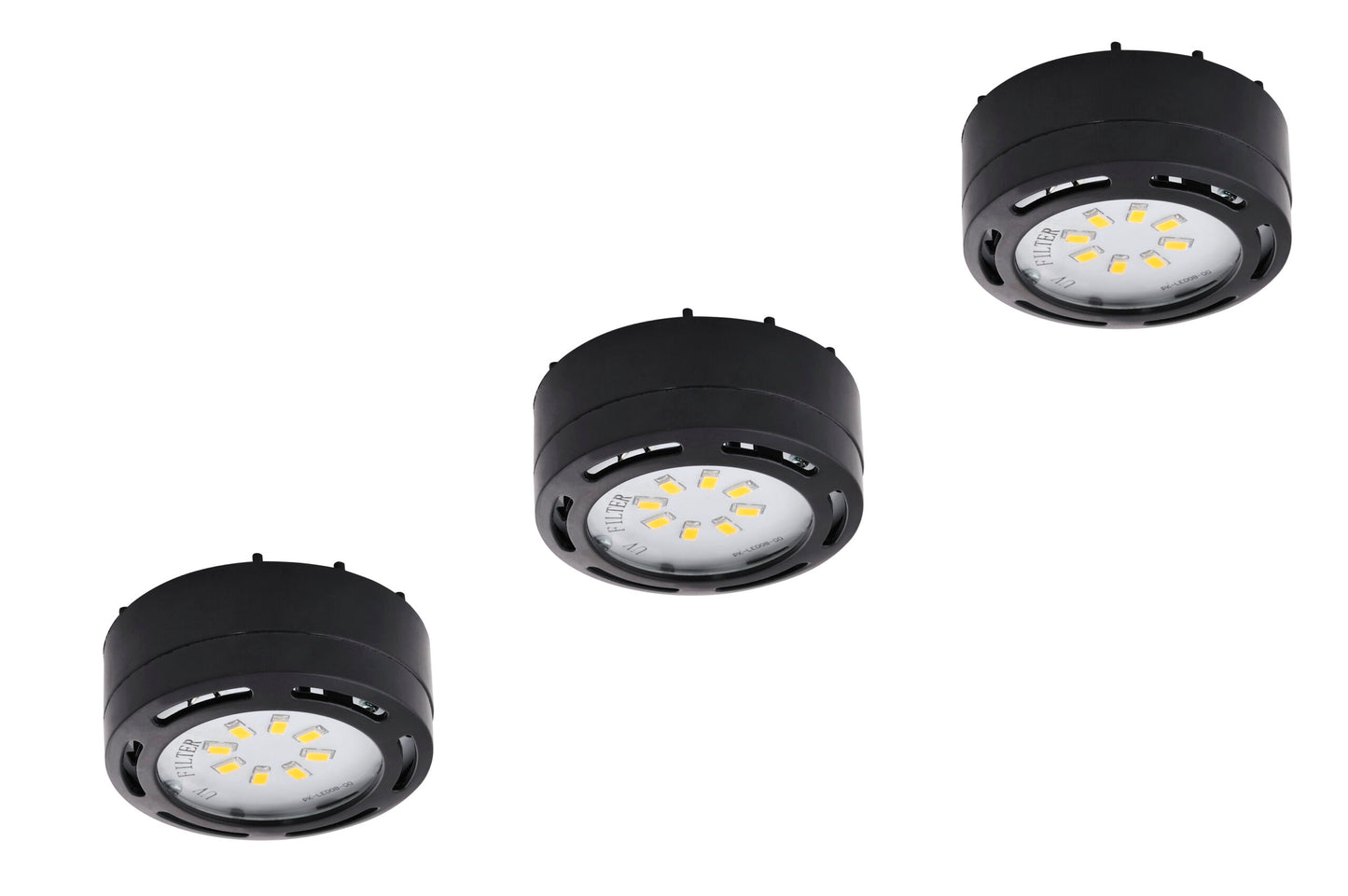 Amax Lighting 3-Light LED 12W 120V Dimmable Black Puck Light