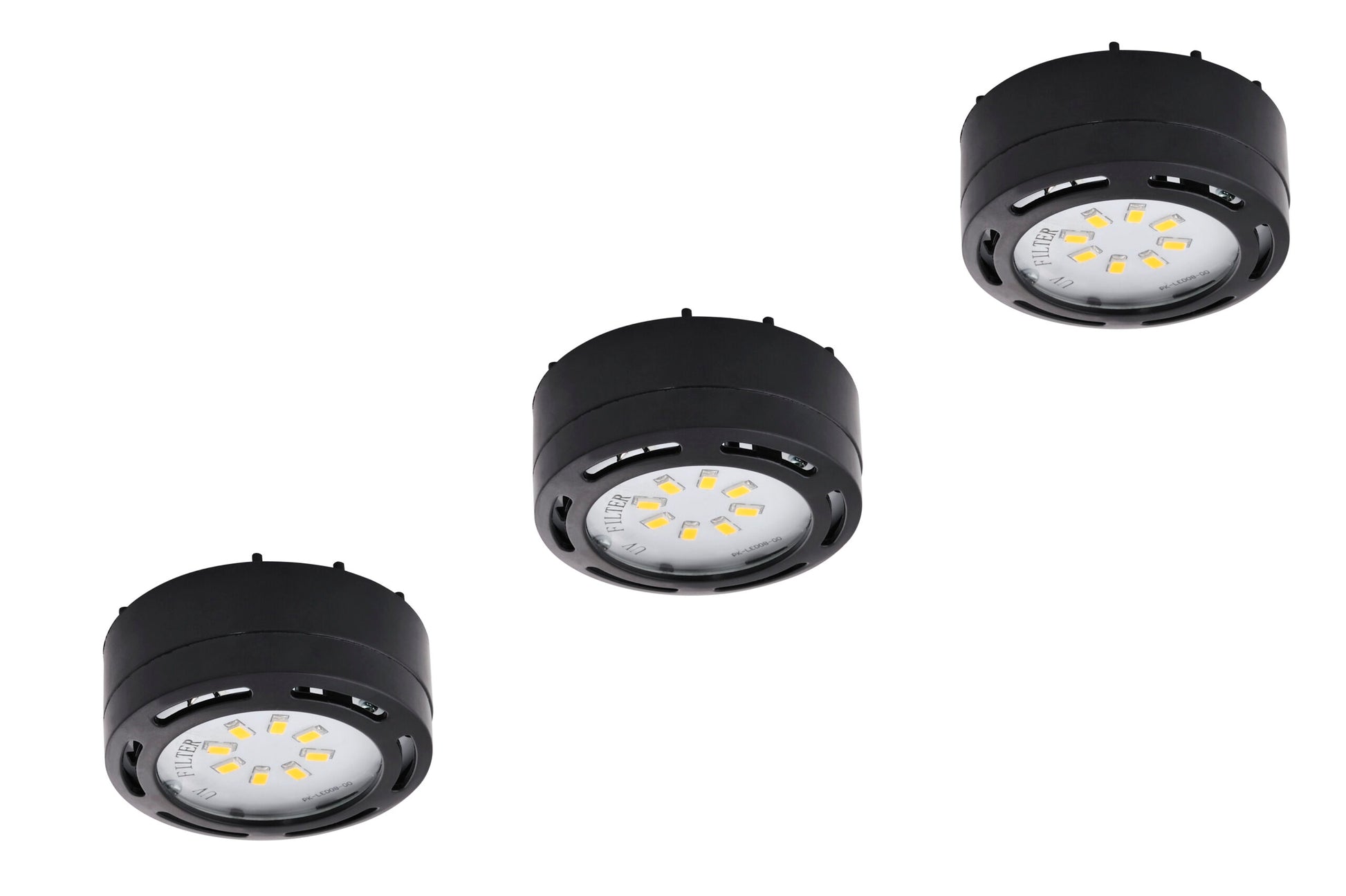 Amax Lighting 3-Light LED 12W 120V Dimmable Black Puck Light