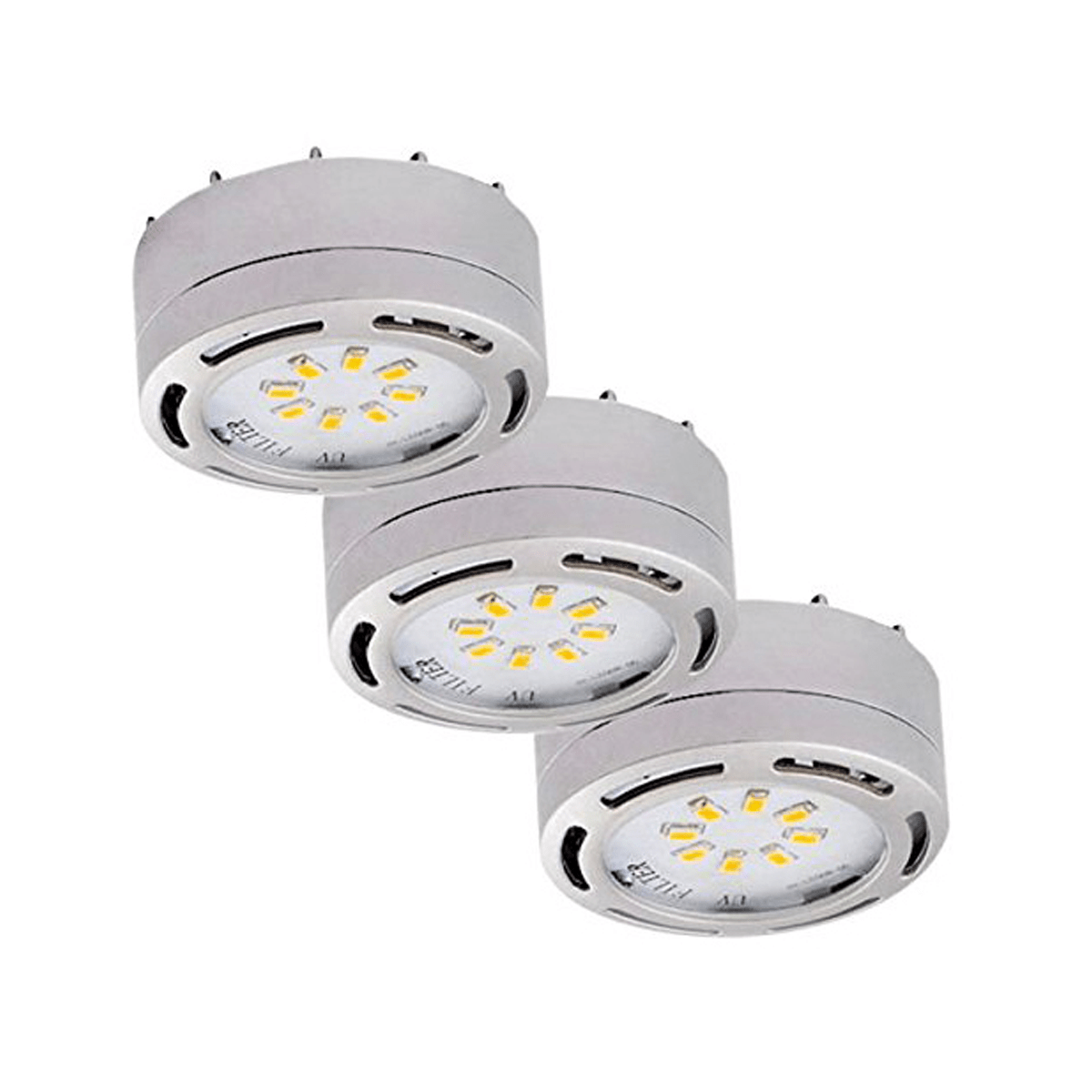 Amax Lighting 3-Light LED 12W 120V Dimmable Nickel Puck Light