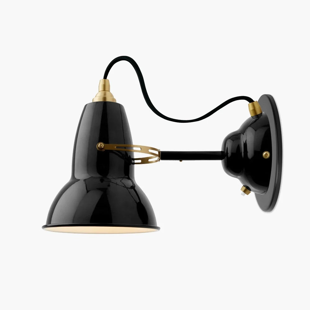 Anglepoise Original 1227 Brass Jet Black Wall Light