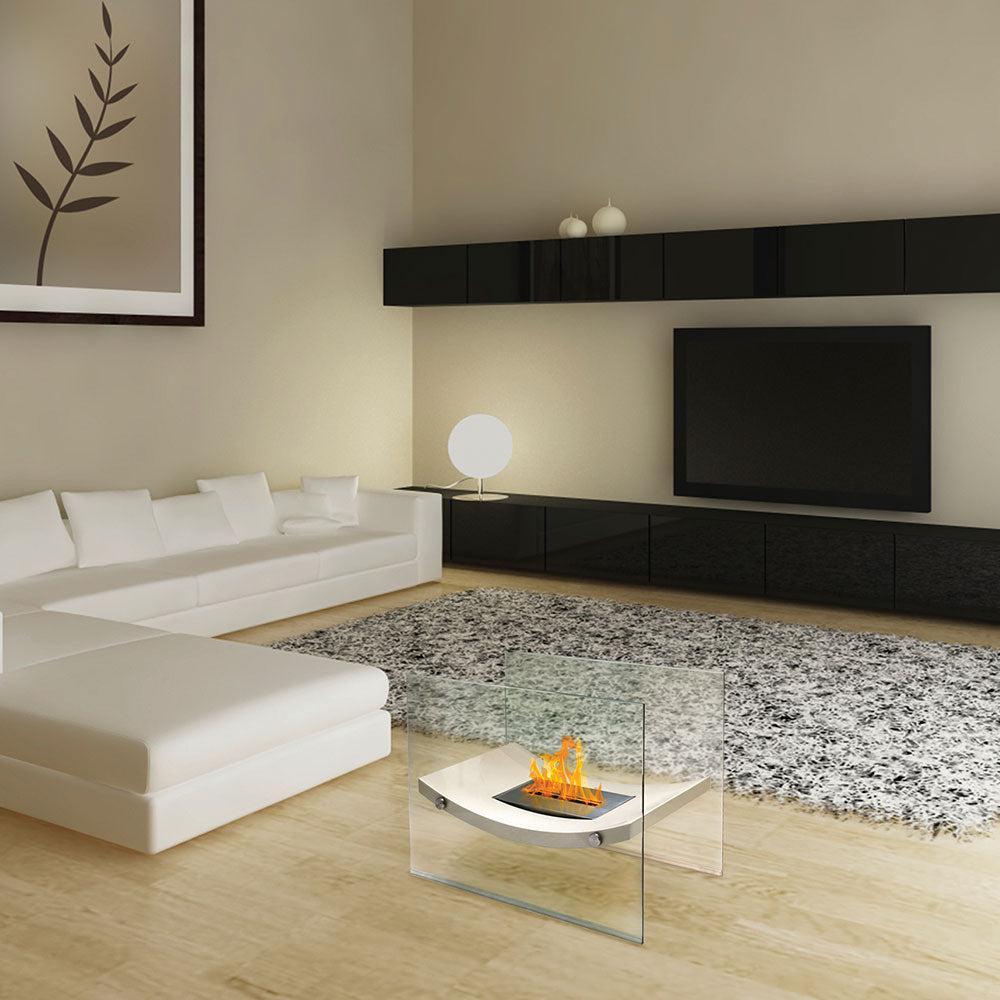Anywhere Fireplace Broadway Beige Freestanding Bio-ethanol Liquid Fuel Fireplace
