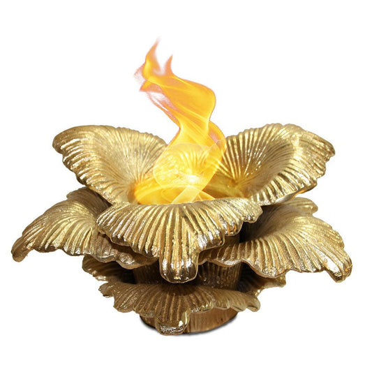 Anywhere Fireplace Chatsworth Gold Tabletop Bio-ethanol Gel Fuel Botanical Striated Leaf
