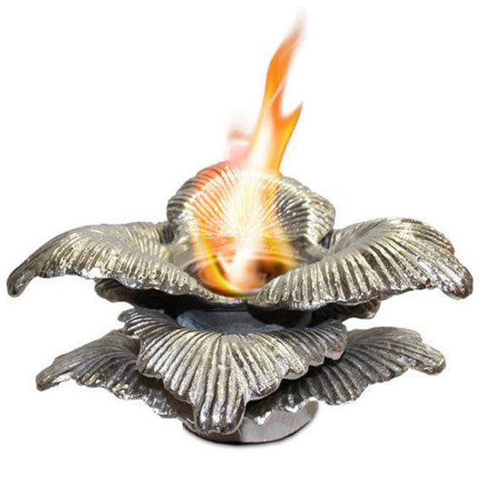 Anywhere Fireplace Chatsworth Silver Tabletop Bio-ethanol Gel Fuel Botanical Striated Leaf