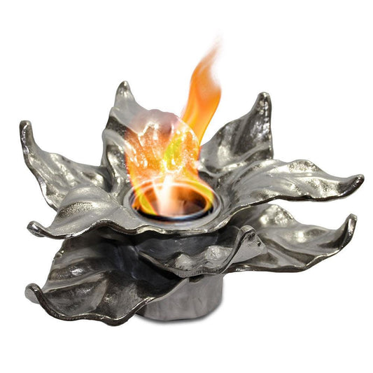 Anywhere Fireplace Heathcote Silver Tabletop Bio-ethanol Gel Fuel Botanical Pointy Leaf