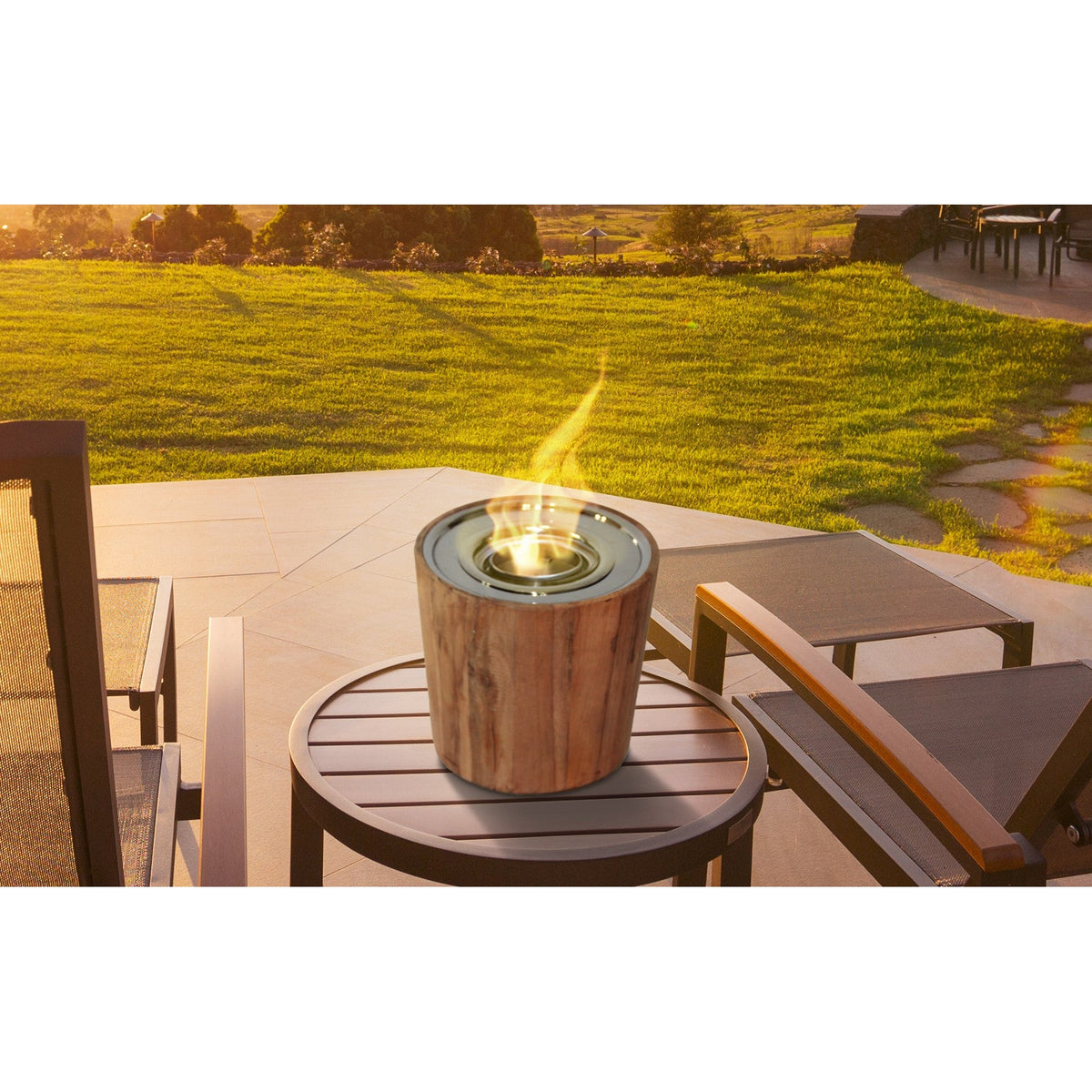 Anywhere Fireplace Sag Harbor Teak Tabletop Bio-ethanol Gel Fuel Fire Bowl