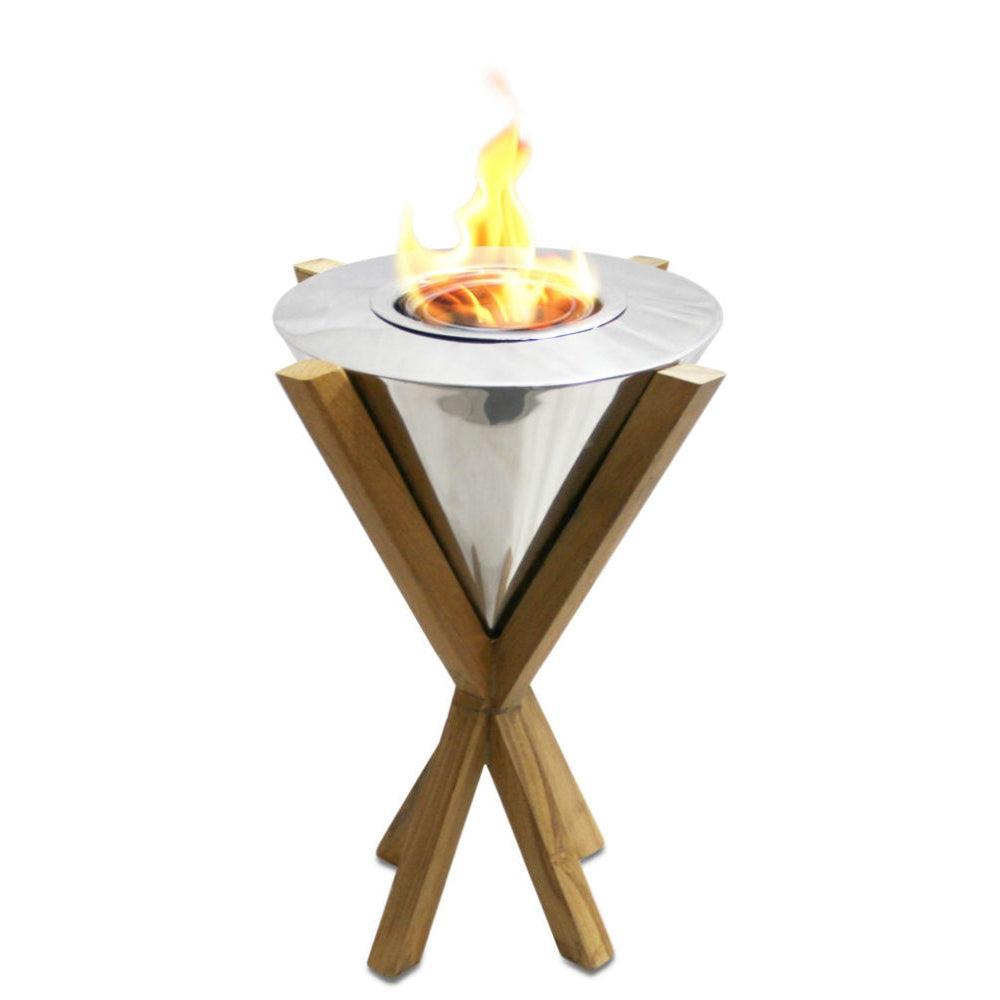 Anywhere Fireplace Southampton 14" Teak Tabletop Bio-ethanol Gel Fuel Fireplace