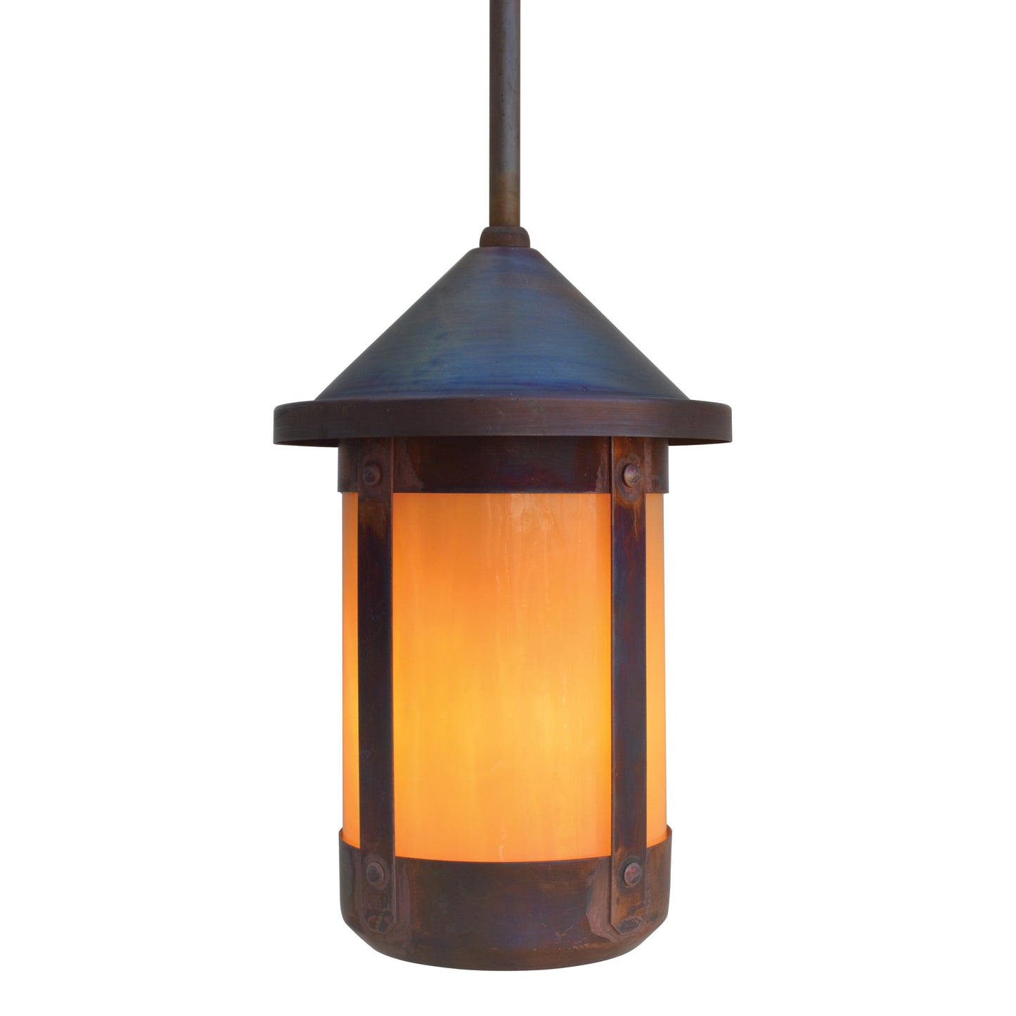 Arroyo Craftsman 6" Raw Copper Stem Hung Pendant With Tan Glass Shade