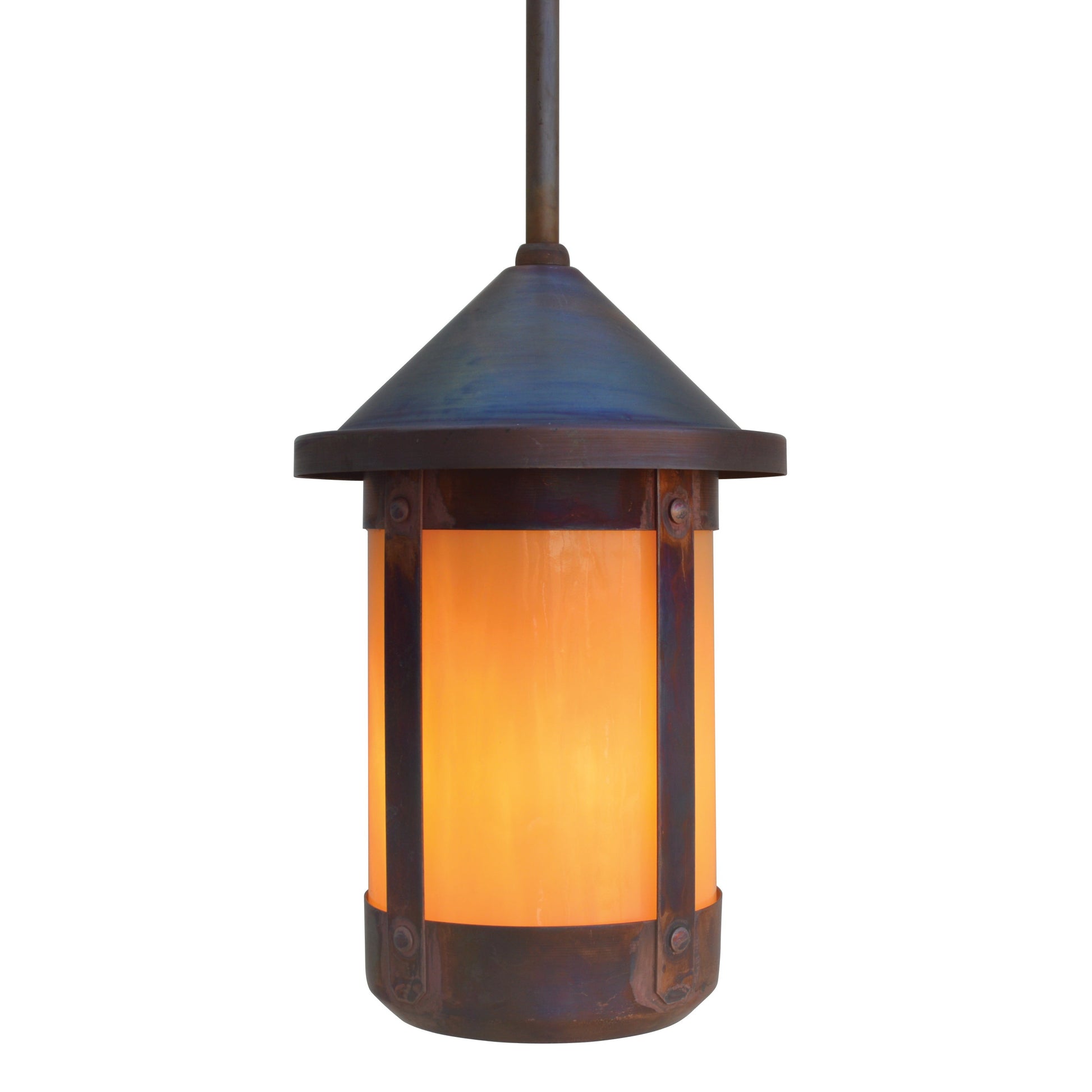 Arroyo Craftsman 6" Rustic Brown Stem Hung Pendant With Rain Mist Glass Shade