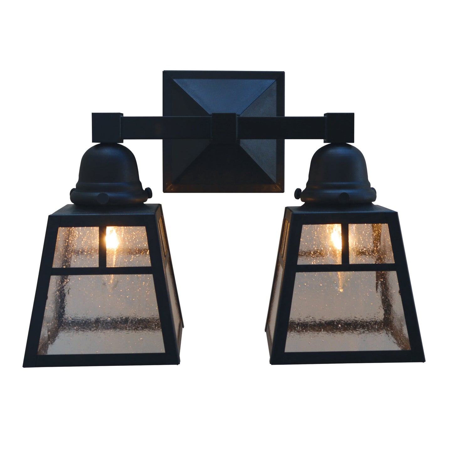 Arroyo Craftsman A-Line 13"x 10" Antique Copper Double Wall Sconce With T-Bar Overlay And Cream Glass Shade