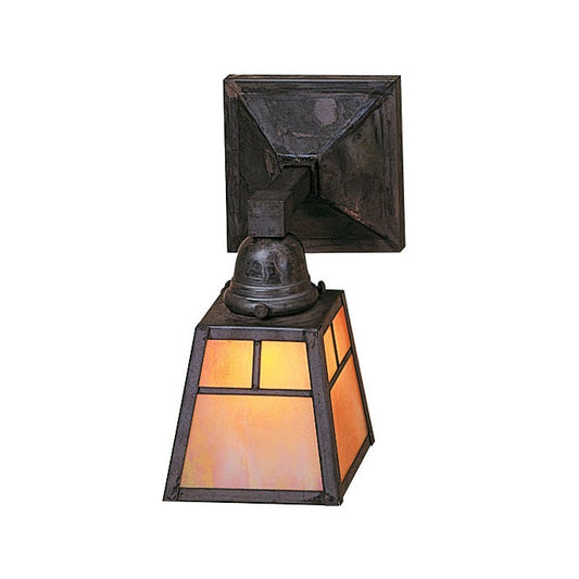 Arroyo Craftsman A-Line 5" x 10" Antique Brass One Light Sconce With Almond Mica Glass Shade