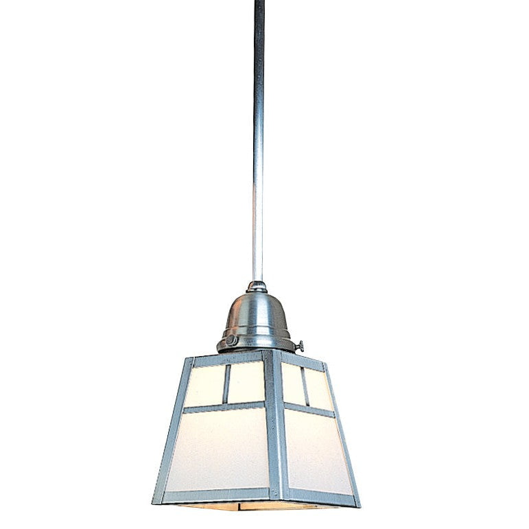 Arroyo Craftsman A-Line 5" x 7" Mission Brown 1-Light Stem Mount Pendant With T-Bar Overlay And Frosted Glass Shade