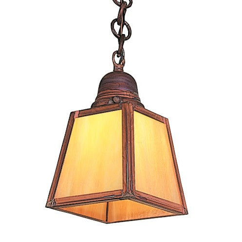 Arroyo Craftsman A-Line 5" x 8" Antique Brass Pendant with Almond Mica Glass Shade