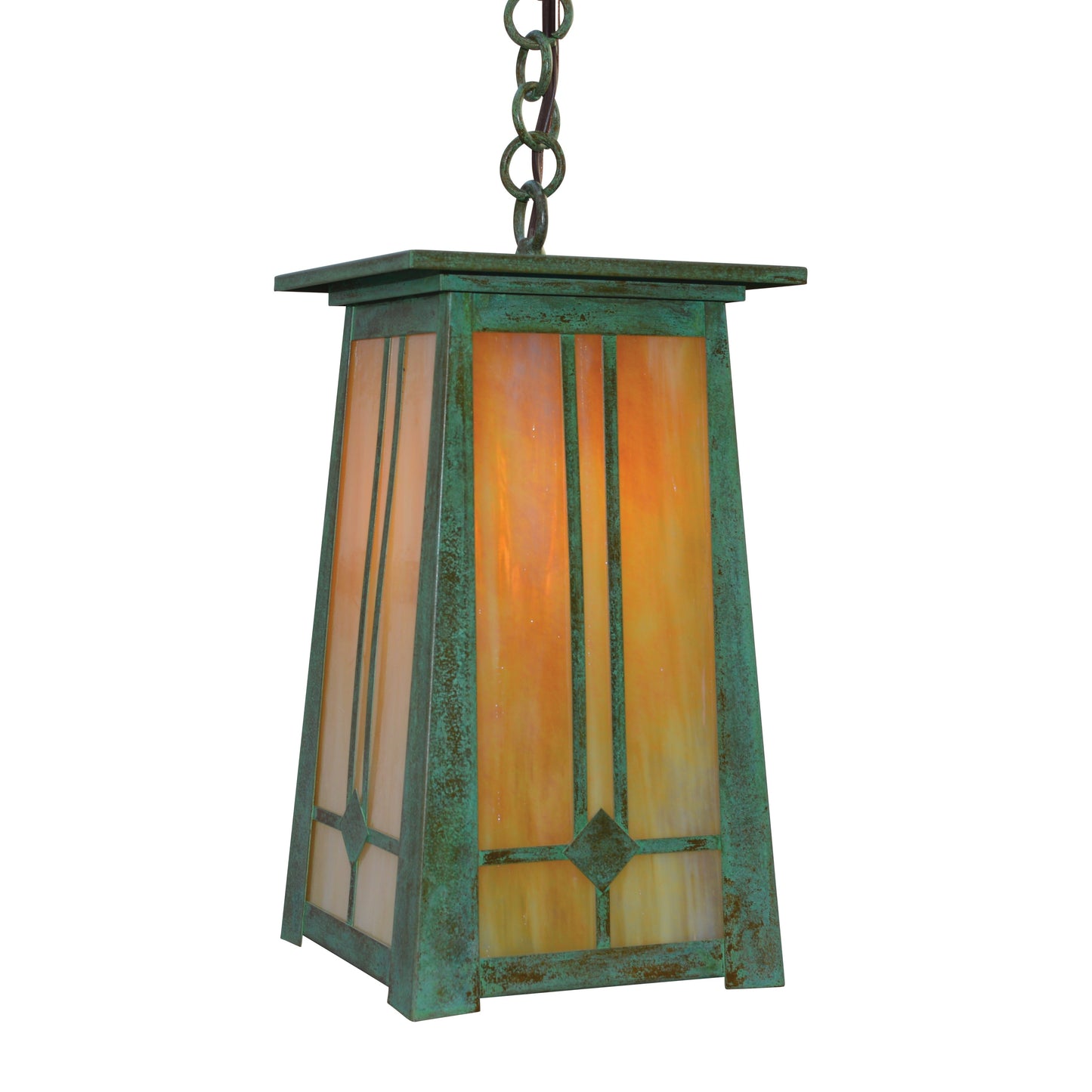 Arroyo Craftsman Aberdeen 7" x 14" Antique Brass Hanging Pendant with Almond Mica Glass Shade