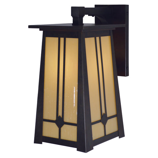 Arroyo Craftsman Aberdeen 7" x 14" Antique Brass Wall Mount with Almond Mica Glass Shade