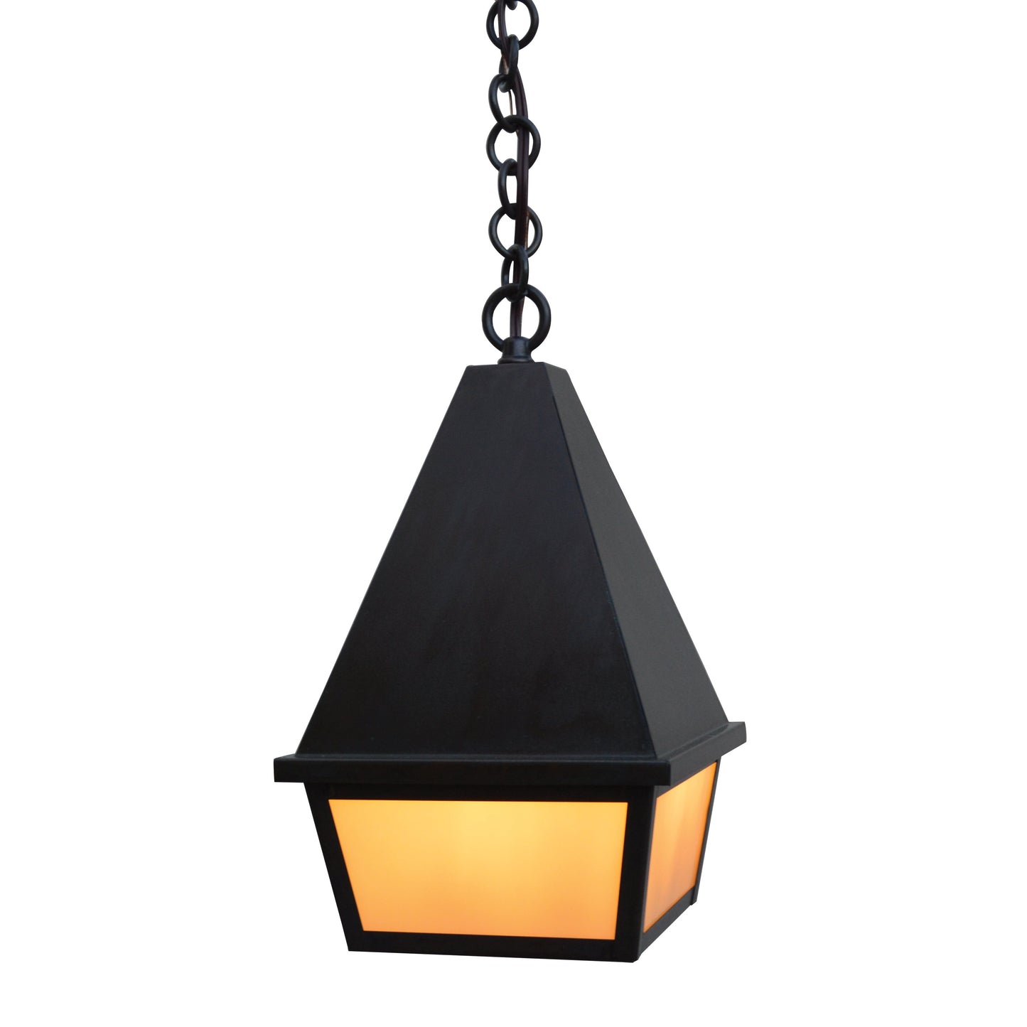 Arroyo Craftsman Anfield 8" x 15" Raw Copper Hanging Pendant With Gold White Iridescent Glass Shade