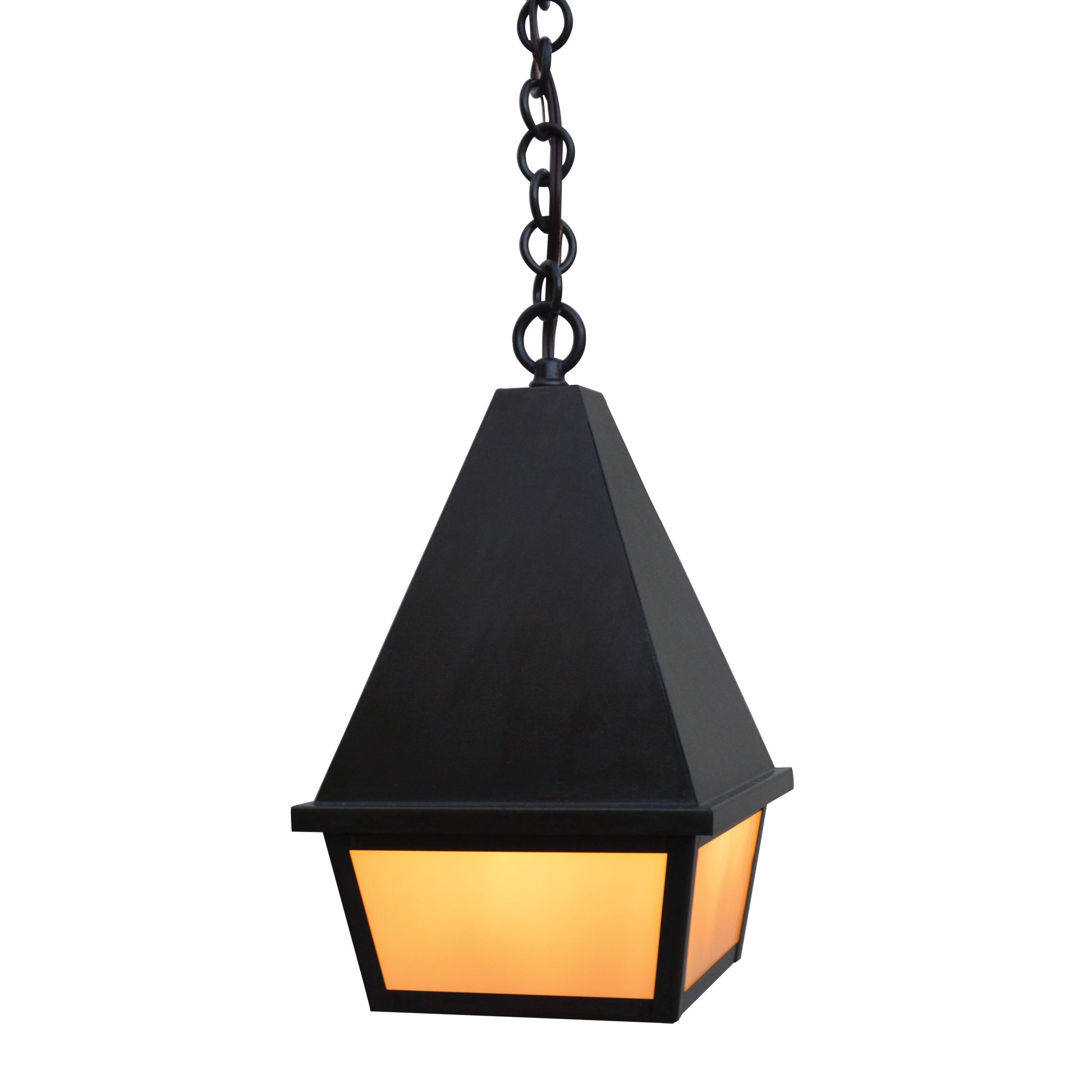 Arroyo Craftsman Anfield 8" x 15" Verdigris Patina Hanging Pendant With Gold White Iridescent Glass Shade