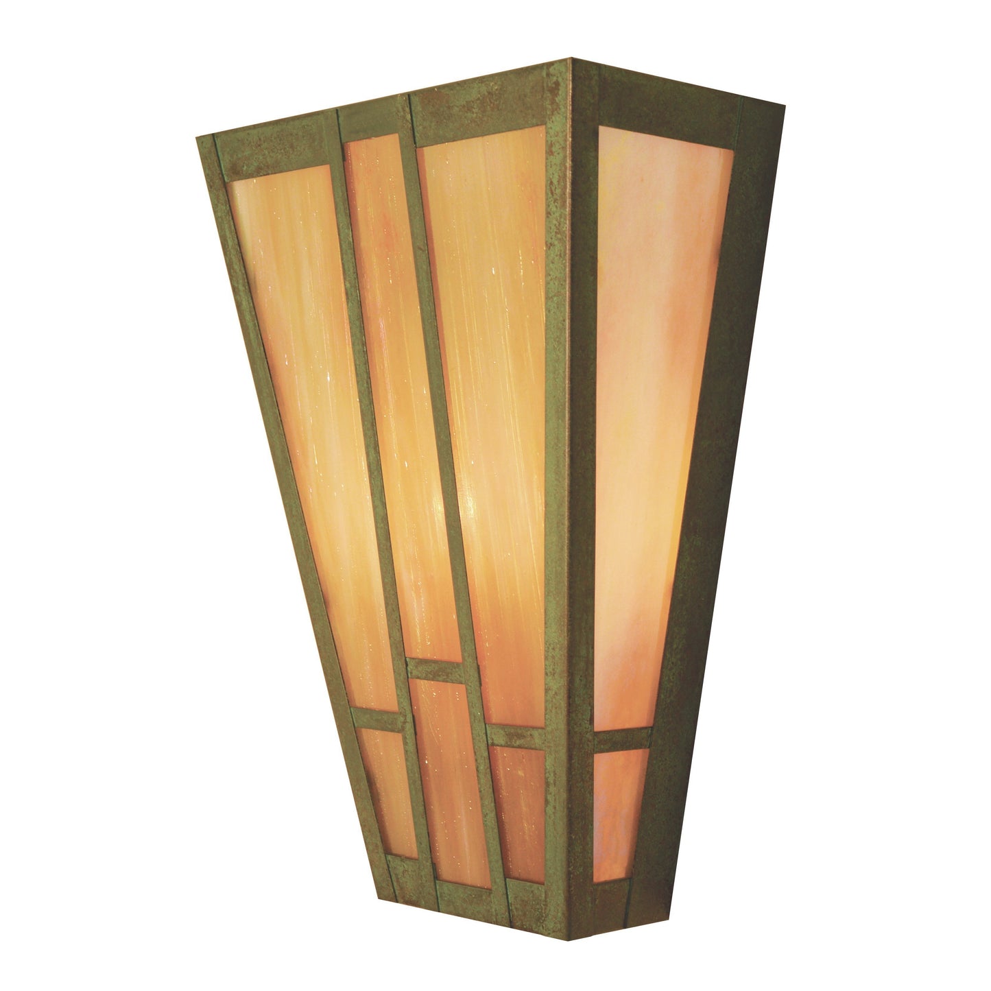 Arroyo Craftsman Asheville 12" x 17" Antique Brass Wall Sconce With Almond Mica and Amber Mica Combination Glass Shade