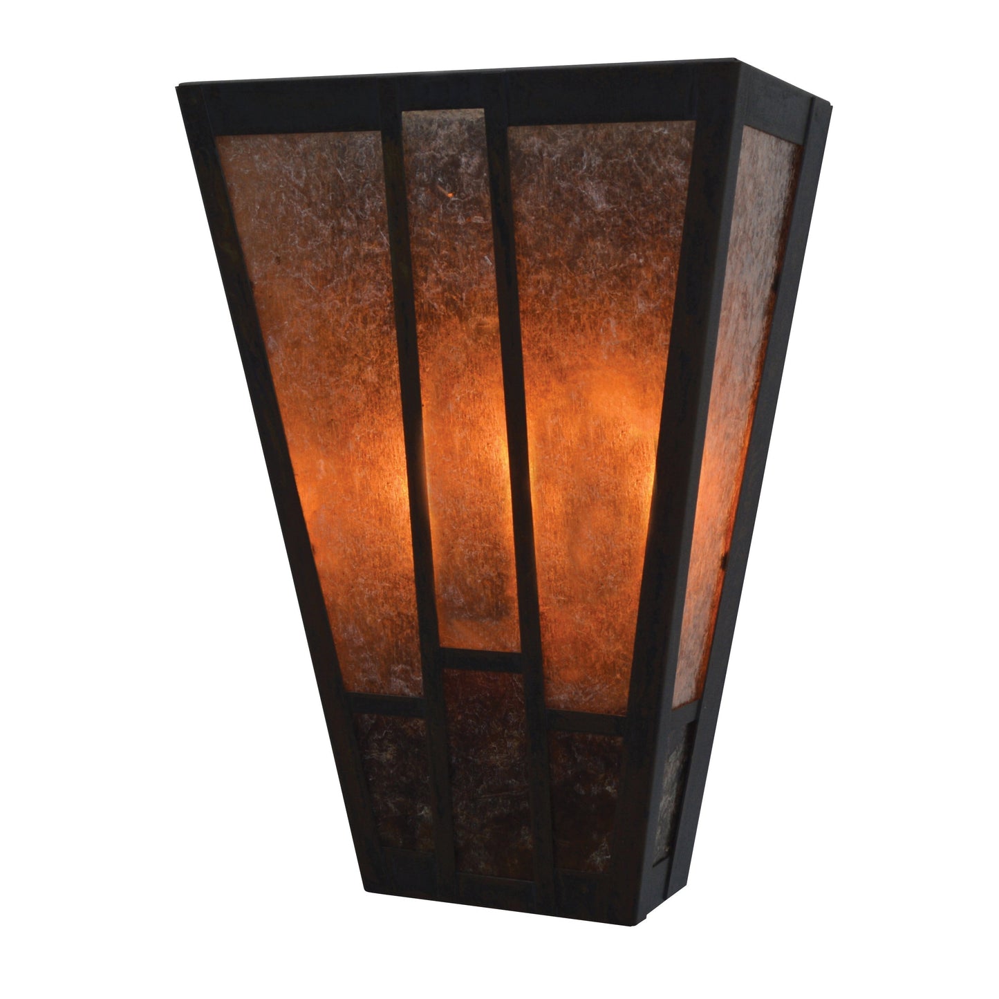 Arroyo Craftsman Asheville 8" x 12" Antique Brass Wall Sconce With Almond Mica and Amber Mica Combination Glass Shade